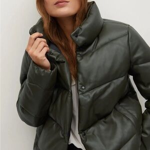 Mango Dark Green Puffer Jacket